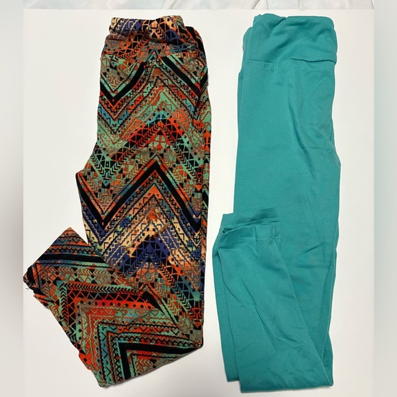 LuLaRoe Other - $15 Lularoe kids s/m leggings lot teal green solid today